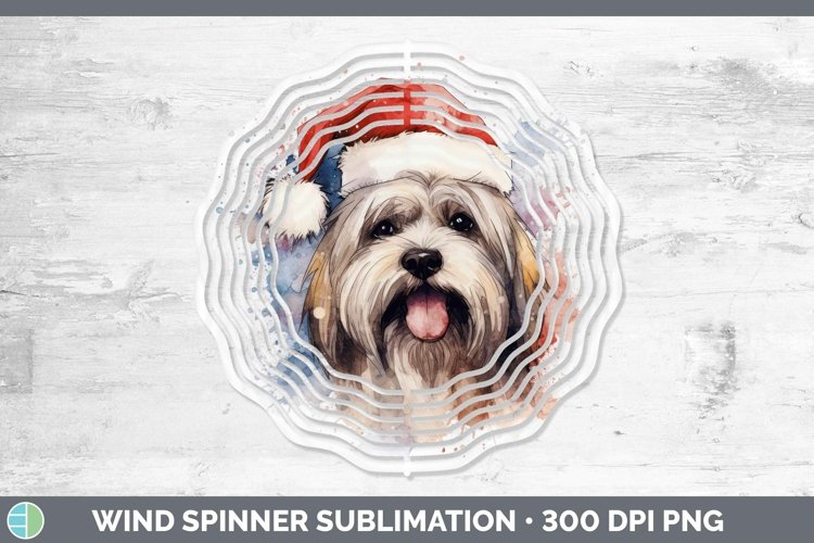 Santa Hat Lhasa Apso Wind Spinner Sublimation Spinner Design example image 1