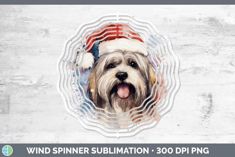 Santa Hat Lhasa Apso Wind Spinner Sublimation Spinner Design