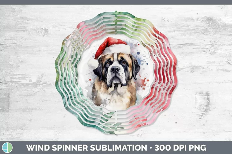 Santa Hat Saint Bernard Wind Spinner Sublimation Spinner Des