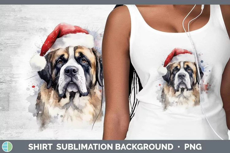 Santa Hat Saint Bernard Shirt Sublimation Sublimation Backgr