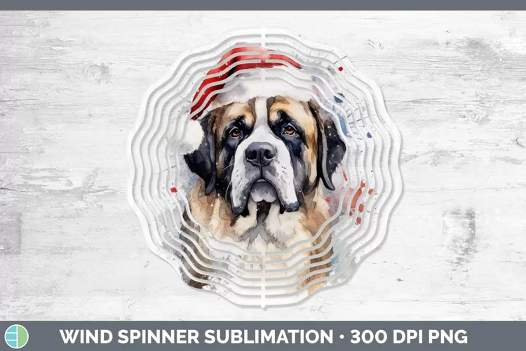 Santa Hat Saint Bernard Wind Spinner Sublimation Spinner Des