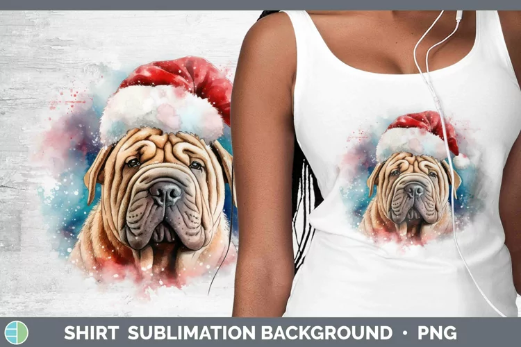 Santa Hat Shar Pei Shirt Sublimation Sublimation Background