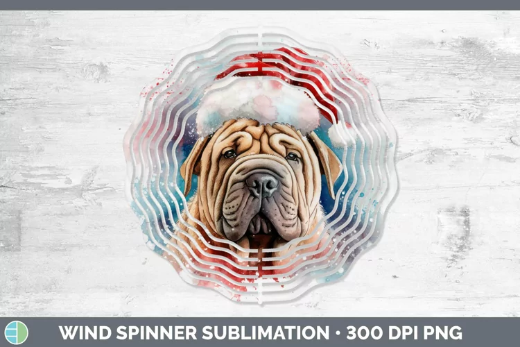 Santa Hat Shar Pei Wind Spinner Sublimation Spinner Designs