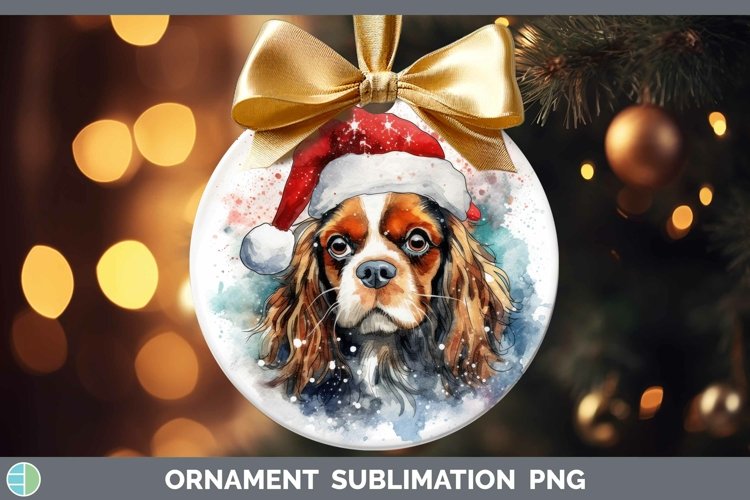 Dog Santa Hat Cavalier King Charles Spaniel Ornament Sublima example image 1