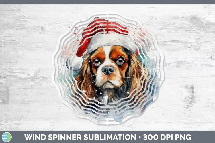 Dog Santa Hat Cavalier King Charles Spaniel Wind Spinner Sub