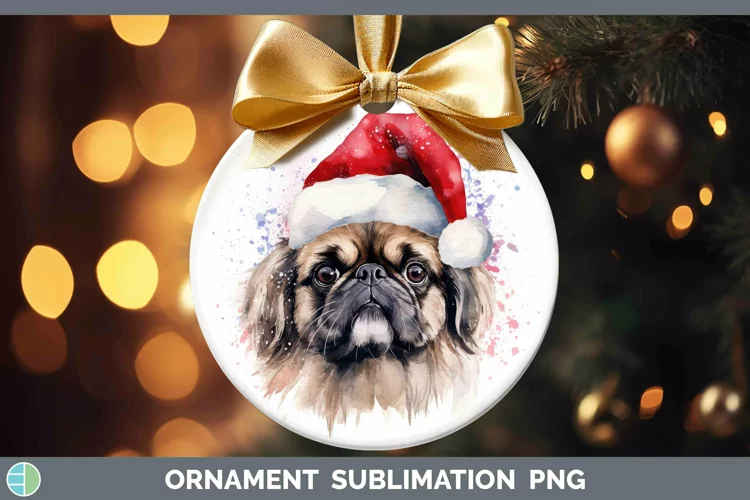 Dog Santa Hat Pekingese Ornament Sublimation Bauble Designs