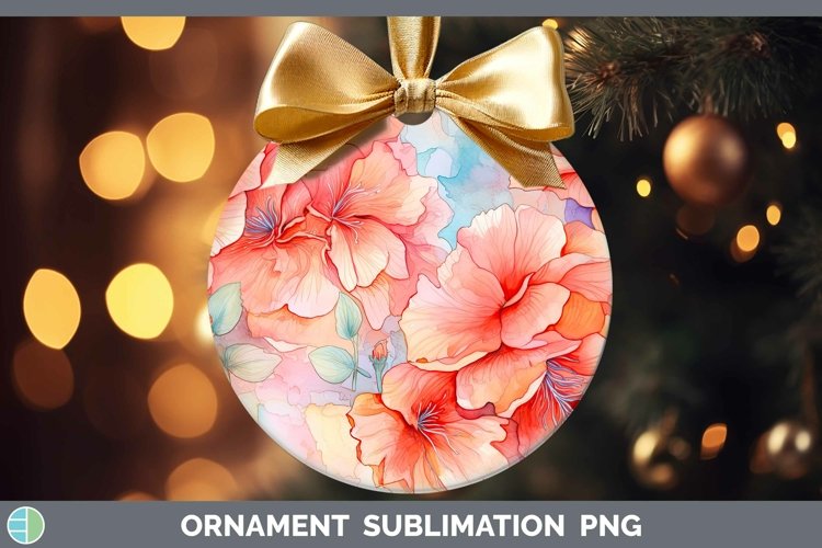 Watercolor Flowers Begonia Ornament Sublimation Bauble Desig