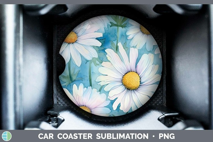 Watercolor Flowers Daisy Car Coaster Sublimation Coaster Des