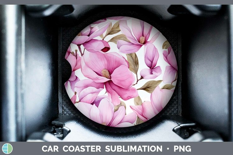 Watercolor Flowers Magnolia Car Coaster Sublimation Coaster