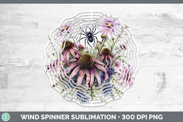 Halloween Spiderweb Flowers Coneflower Wind Spinner Sublimat example image 1