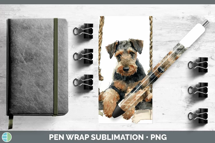 Swinging Dogs Airedale Terrier Dog Pen Wrap Sublimation Epox
