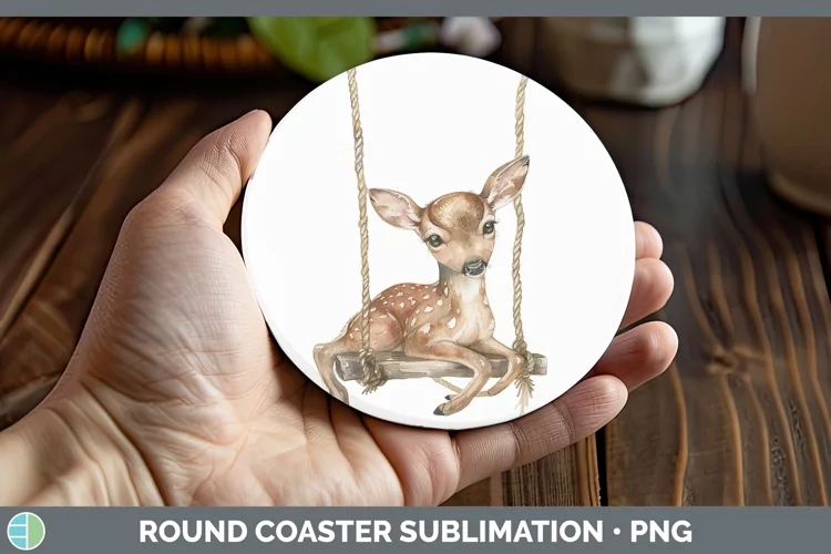 Swinging Deer Round Coaster Sublimation Coaster Designs
