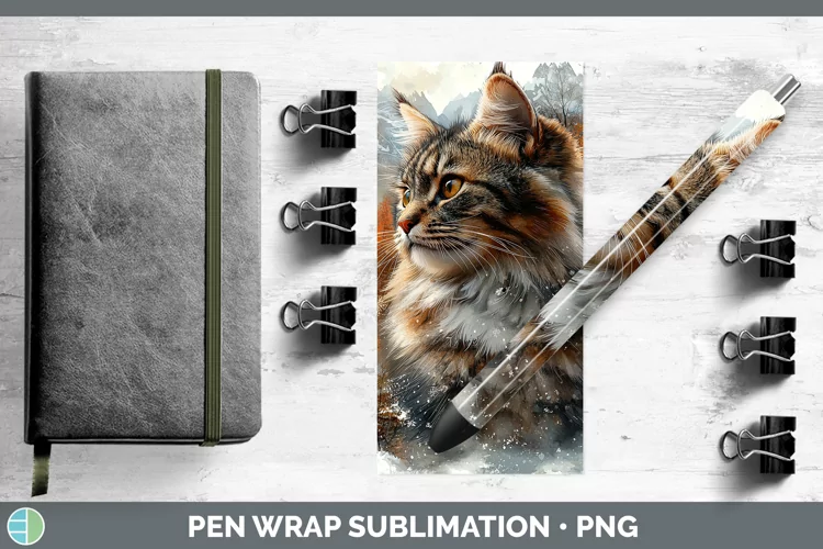 Winter Cats Norwegian Forest Cat Pen Wrap Sublimation Epoxy
