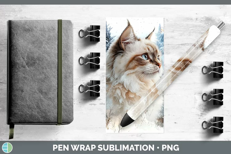Winter Cats Ragdoll Cat Pen Wrap Sublimation Epoxy Pen Desig