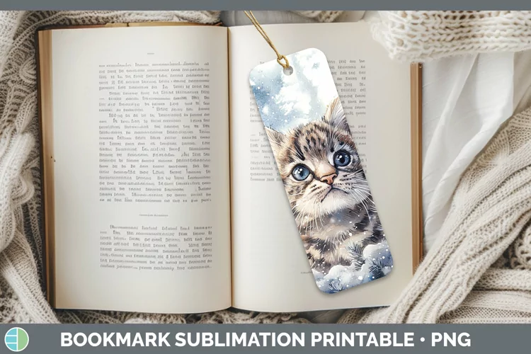 Winter Wild Cats Pampas Cat Bookmark Sublimation Printable D