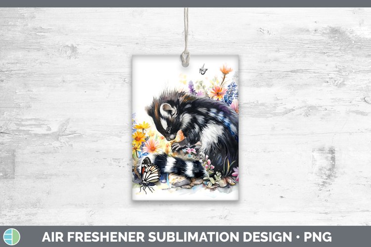 Watercolor Skunk Air Freshener Sublimation Car Freshener Des example image 1