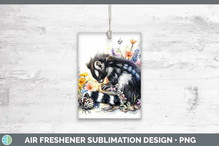 Watercolor Skunk Air Freshener Sublimation Car Freshener Des