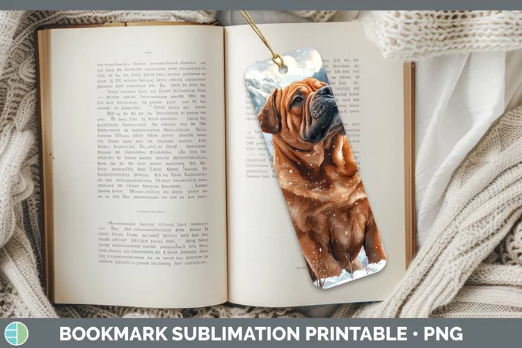 Winter Dogs Shar Pei Bookmark Sublimation Printable Designs