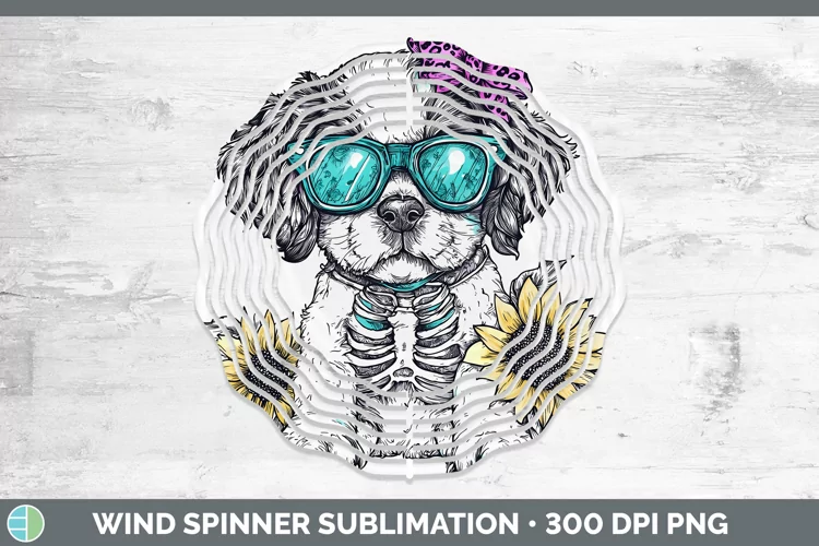 Skeleton Puppy Saint Bernard Wind Spinner Sublimation Spinne