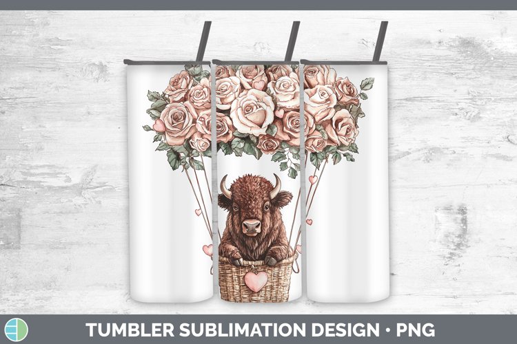 Valentine Hot Air Balloon Bison Tumbler Sublimation 20 oz Sk