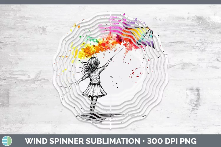 Watercolor Splash Toy Kite Wind Spinner Sublimation Spinner