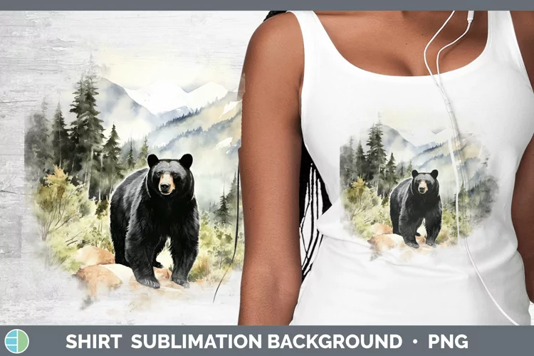 Woodland Animals Black Bear Shirt Sublimation Sublimation Ba