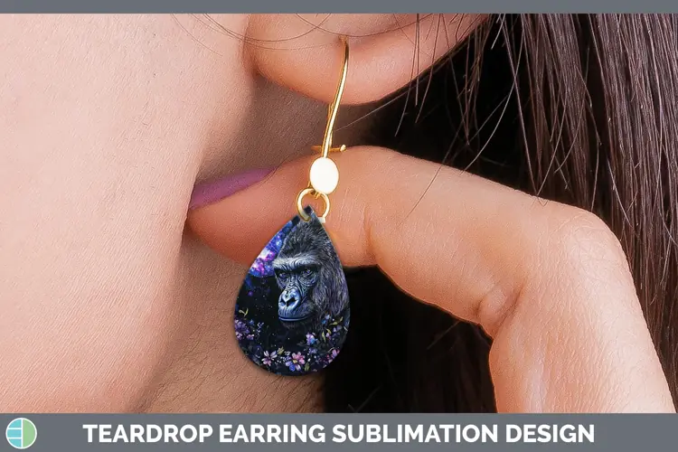Galaxy Gorilla Teardrop Earrings Sublimation Earrings Design