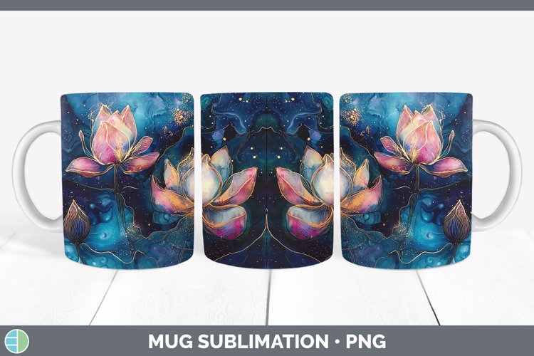 Galaxy Lotus Mug Wrap Sublimation Coffee Cup Designs example image 1