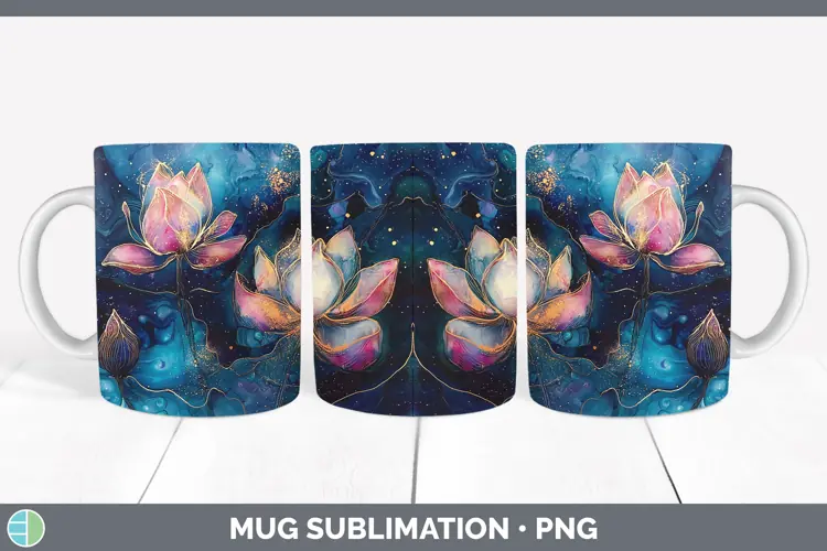 Galaxy Lotus Mug Wrap Sublimation Coffee Cup Designs