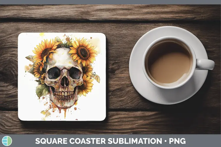 Watercolor Skull Square Coaster Sublimation Coaster Designs