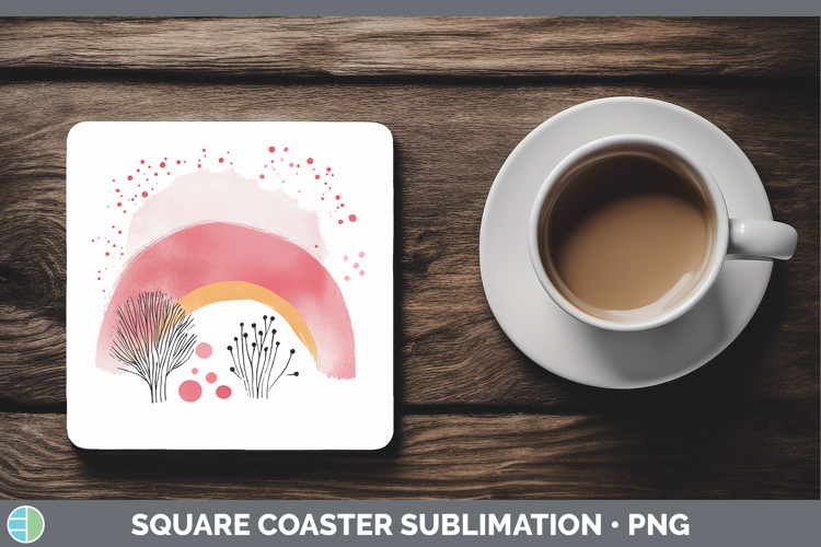 BS03 Sakura Rainbow Square Coaster Sublimation Coaster Desig
