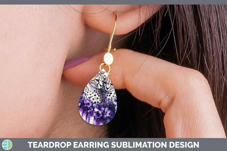 Wild Cats Purple Drips Cheetah Teardrop Earrings