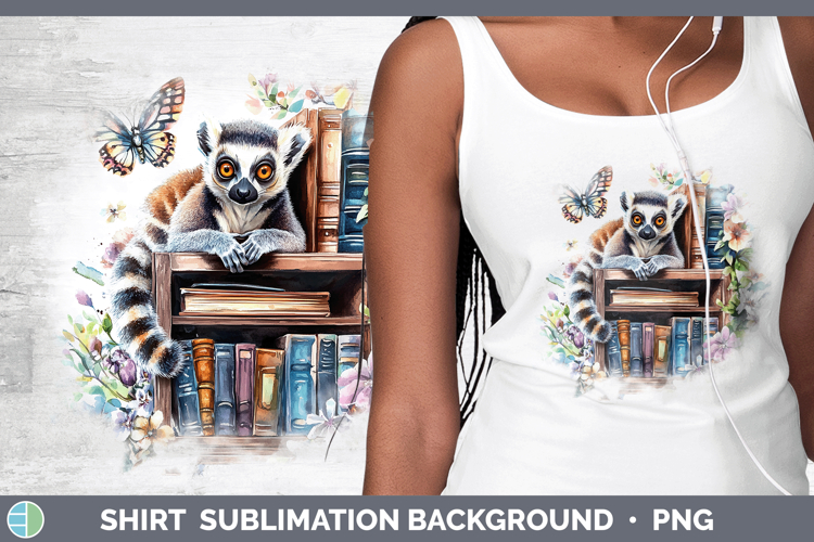 BS05 Bookshelf Lemur Shirt Sublimation Background Designs