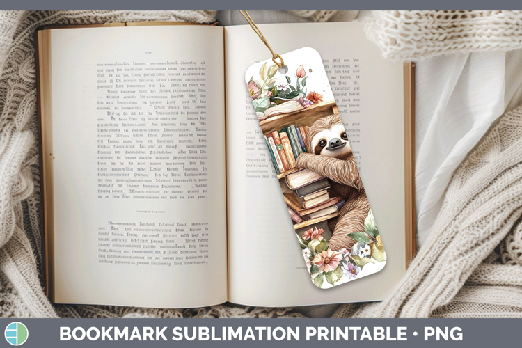 BS05 Bookshelf Sloth Bookmark Sublimation Printable Designs