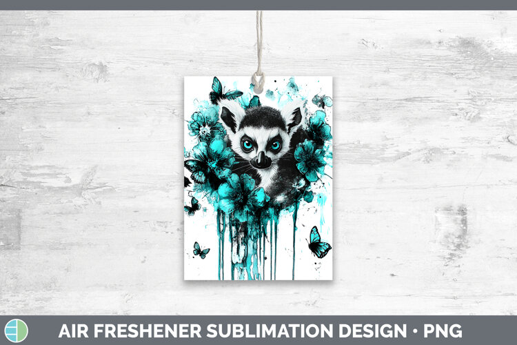 BS05 Teal Drips Lemur Air Freshener Sublimation Car Freshene example image 1