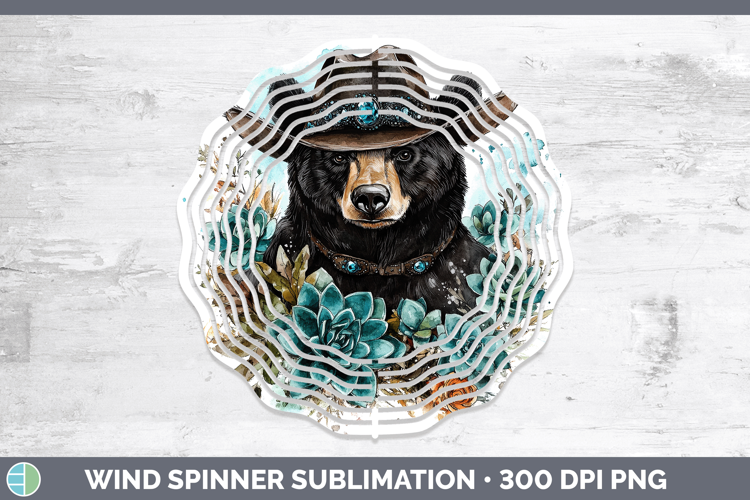Woodland Teal Cowboy Black Bear Wind Spinner Sublimation Spi