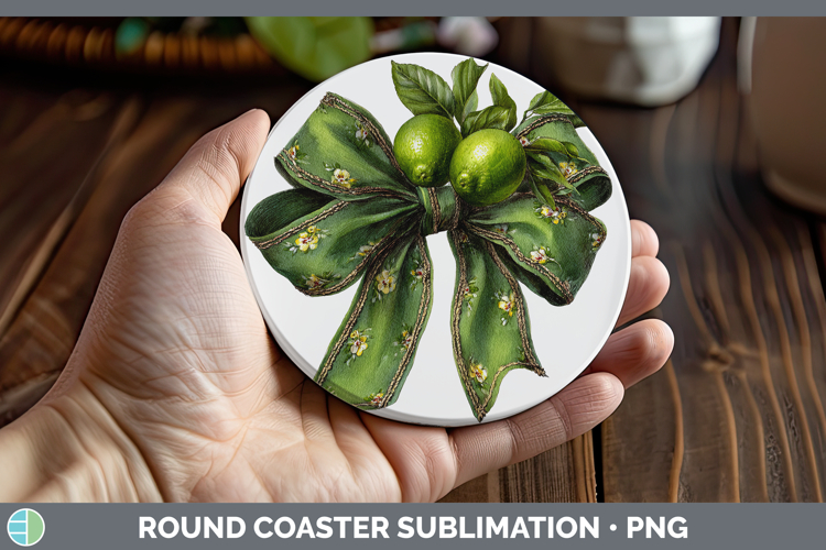 Fruit Bows Lime Round Coaster Sublimation Coaster Designs