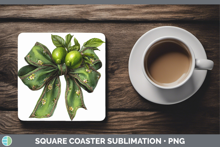 Fruit Bows Lime Square Coaster Sublimation Coaster Designs