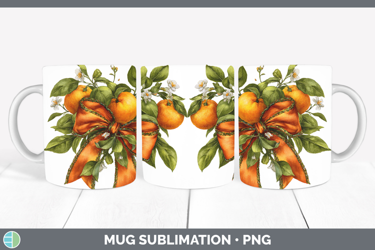 Fruit Bows Orange Mug Wrap Sublimation Coffee Cup Designs