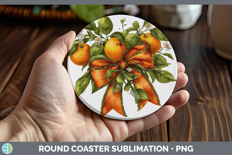 Fruit Bows Orange Round Coaster Sublimation Coaster Designs
