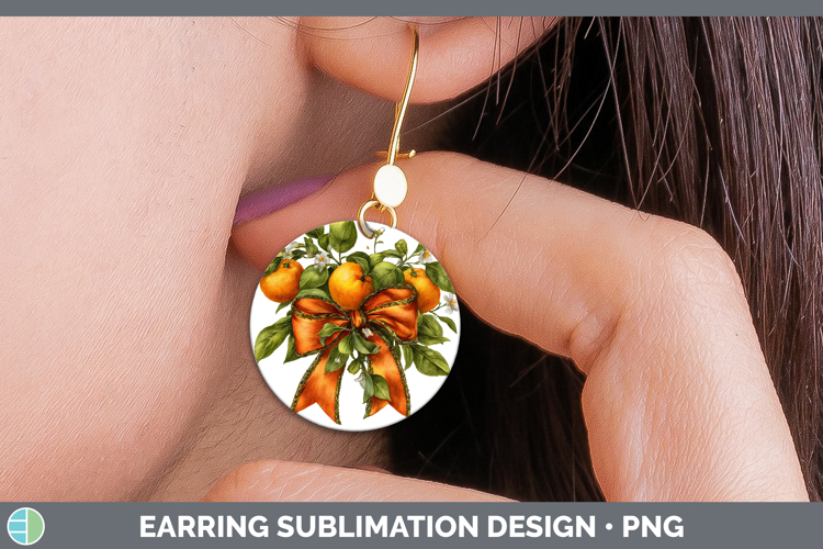 Fruit Bows Orange Round Earrings Sublimation Earrings Design