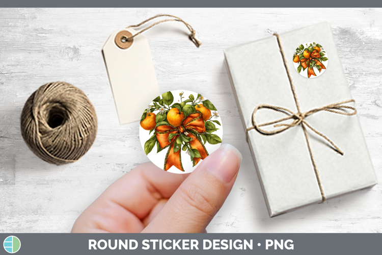 Fruit Bows Orange Stickers | Round Labels Designs
