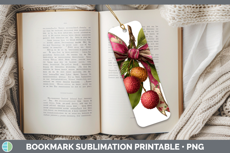 Fruit Bows Lychee Bookmark Sublimation Printable Designs
