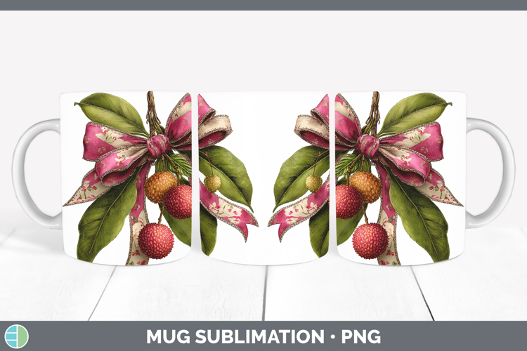 Fruit Bows Lychee Mug Wrap Sublimation Coffee Cup Designs