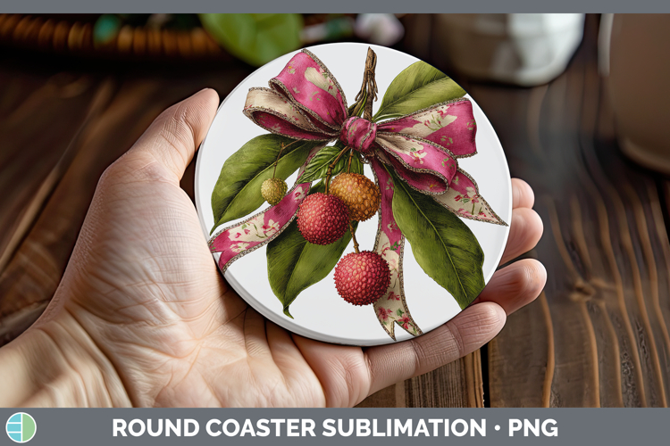 Fruit Bows Lychee Round Coaster Sublimation Coaster Designs