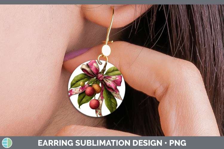 Fruit Bows Lychee Round Earrings Sublimation Earrings Design