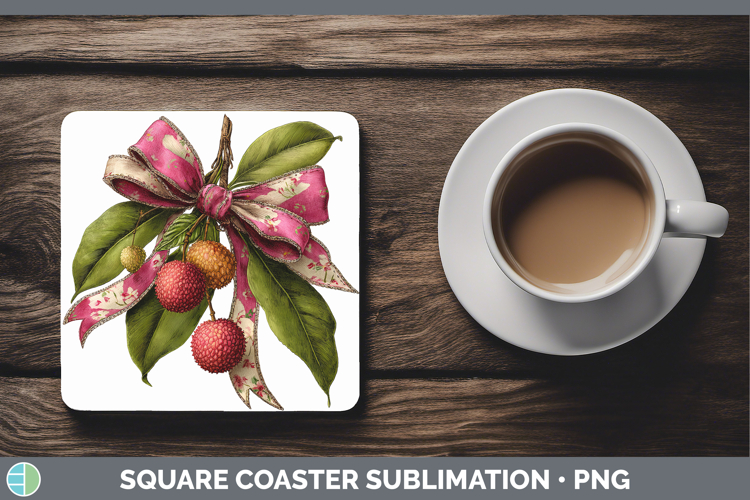 Fruit Bows Lychee Square Coaster Sublimation Coaster Designs