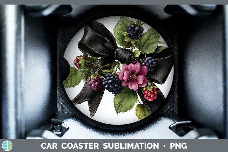 Fruit Bows Blackberries Car Coaster Sublimation Designs