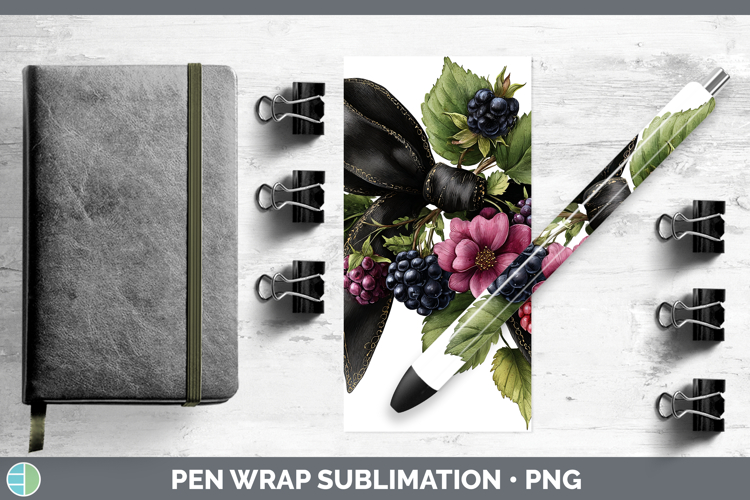 Fruit Bows Blackberries Pen Wrap Sublimation Pen Designs