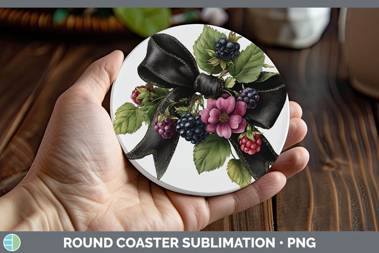 Fruit Bows Blackberries Round Coaster Sublimation Coaster De
